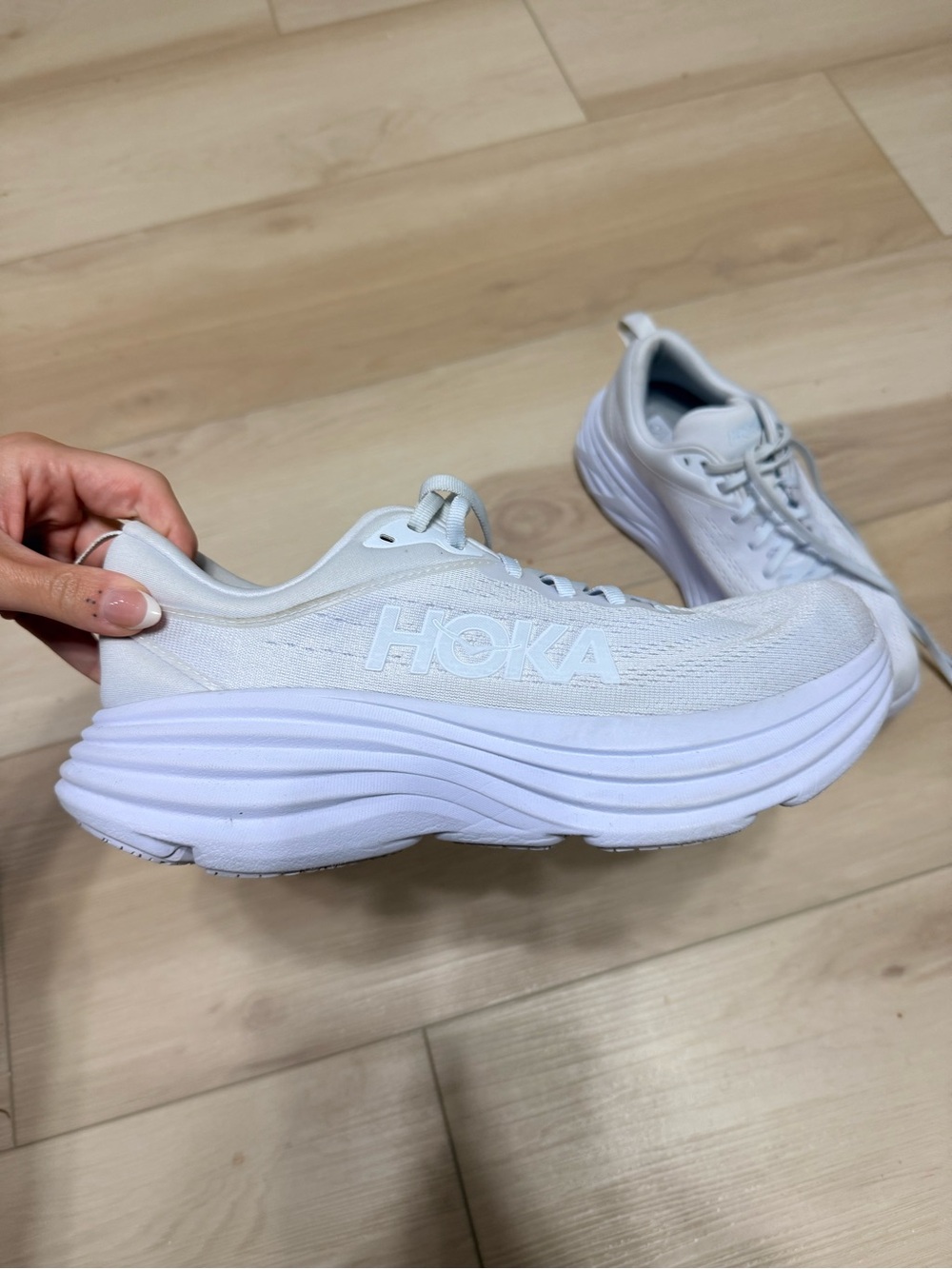 Hoka Women's All-White Cushioned Athletic Runner